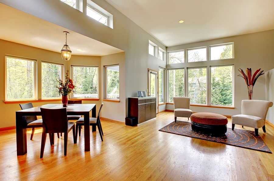 The interior of a home with an open floor plan.